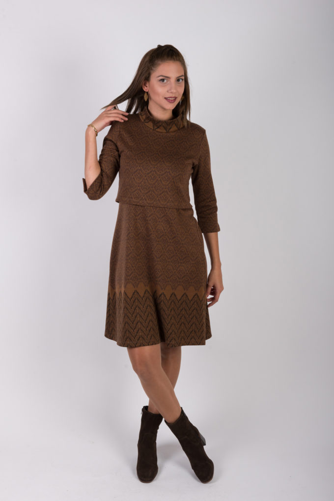 knit1 φορεμα θηλασμου Brown knitted