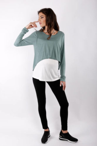 Κολάν total black και μπλουζα double colour top
