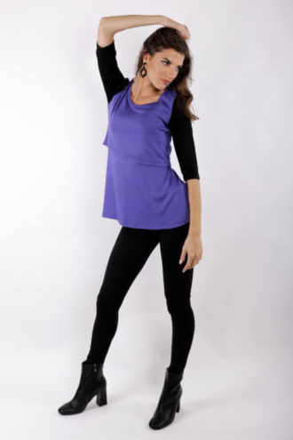 Κολάν total black και μπλούζα purple chic