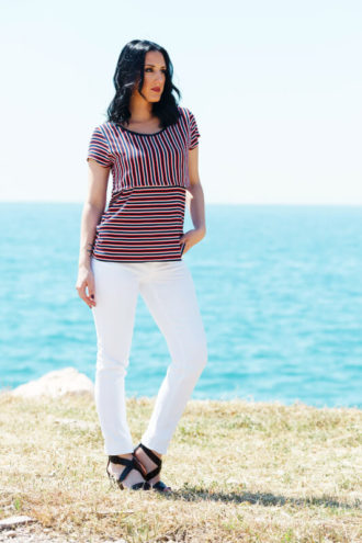 Μπλουζα θηλασμού Red blue stripes