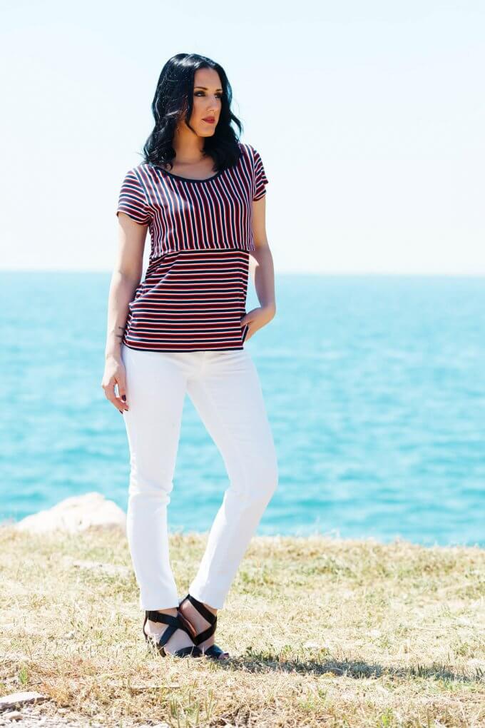 Μπλουζα θηλασμού Red blue stripes